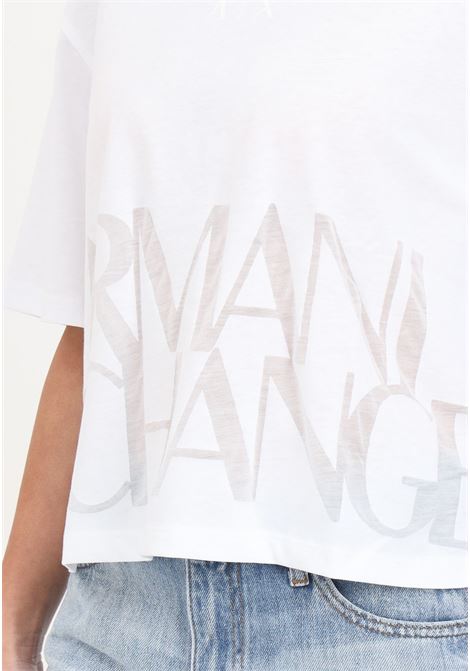 T-shirt da donna bianca cropped in misto cotone fiammato ARMANI EXCHANGE | 3DYT33YJ8XZ1000