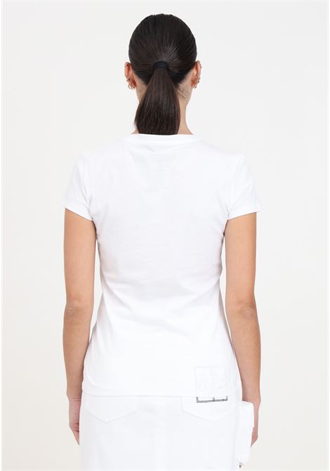 T-shirt da donna bianca con logo ricamato a contrasto ARMANI EXCHANGE | 3DYT38YJ8QZ1000