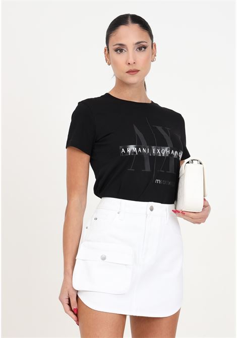 T-shirt da donna nera con stampa logo sul davanti ARMANI EXCHANGE | T-shirt | 3DYT43YJ3RZ1200