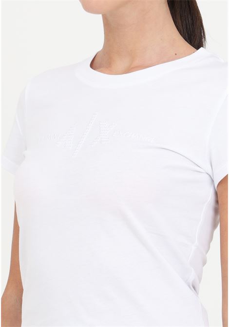 T-shirt da donna bianca con logo ricamato ARMANI EXCHANGE | T-shirt | 3DYT58YJ3RZ1000