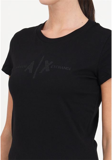 Black women's t-shirt with embroidered logo ARMANI EXCHANGE | 3DYT58YJ3RZ1200