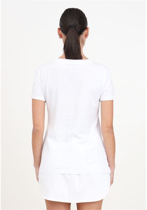 T-shirt da donna bianca con logo trama forata  ARMANI EXCHANGE | T-shirt | 3DYT59YJ3RZ1000