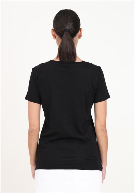 T-shirt da donna nera con logo trama forata ARMANI EXCHANGE | 3DYT59YJ3RZ1200