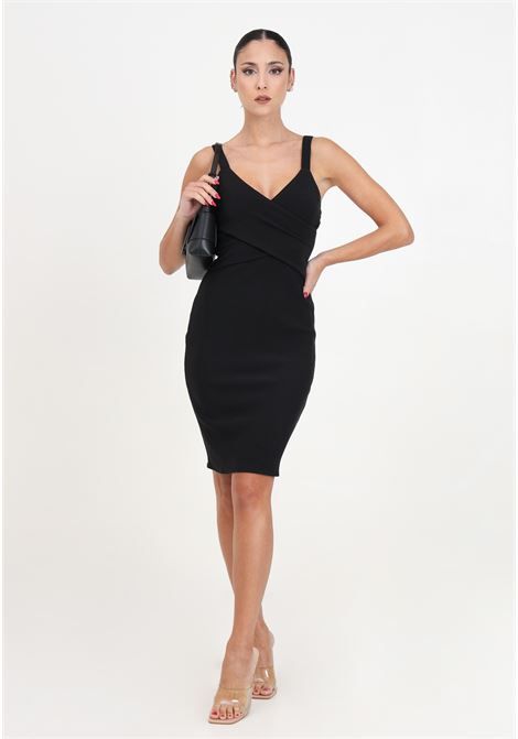 Short black women's dress with crossover on the chest ARMANI EXCHANGE | Dresses | 8NYA97YJ83Z1200