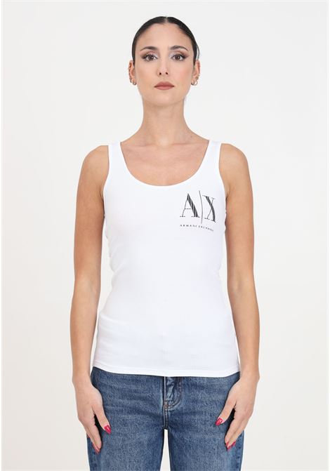 White women's crew-neck top with black logo print ARMANI EXCHANGE | 8NYMFXYJ1LZ5100