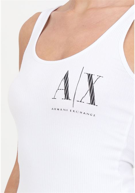 White women's crew-neck top with black logo print ARMANI EXCHANGE | 8NYMFXYJ1LZ5100