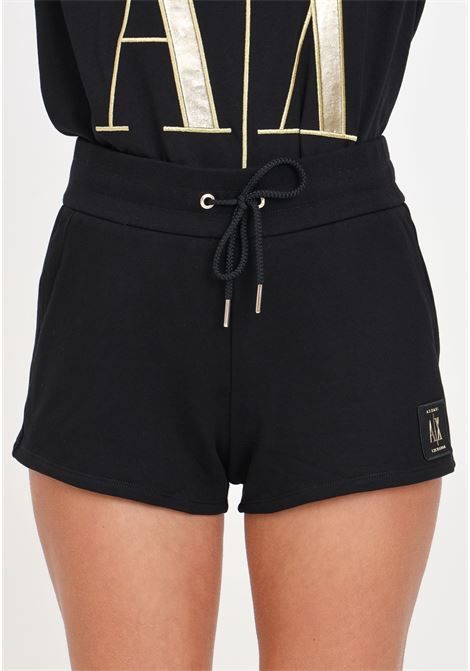 Shorts da donna neri con patch logo ARMANI EXCHANGE | Shorts | 8NYSMXYJ68Z1200