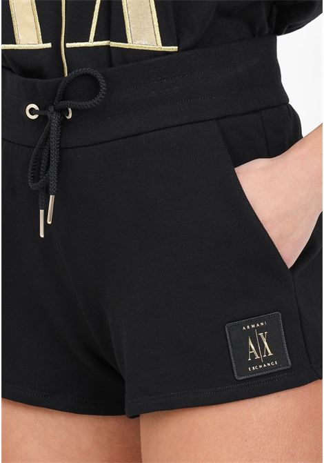 Shorts da donna neri con patch logo ARMANI EXCHANGE | 8NYSMXYJ68Z1200
