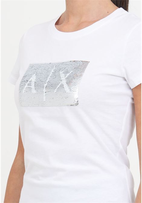 T-shirt da donna bianca con paillettes ARMANI EXCHANGE | 8NYTDLYJ73Z6110