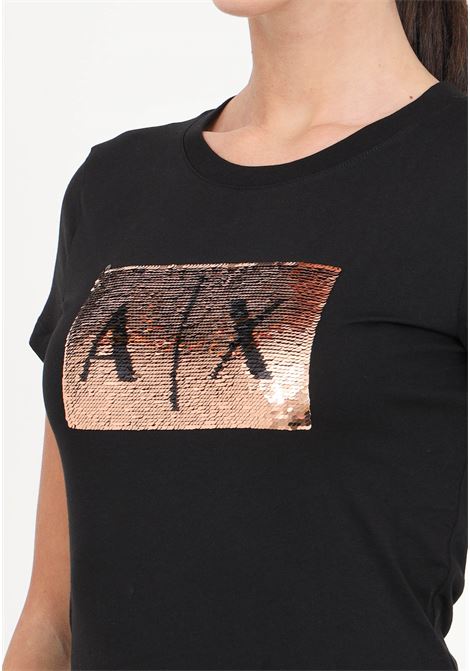 T-shirt da donna nera con paillettes ARMANI EXCHANGE | 8NYTDLYJ73Z6231