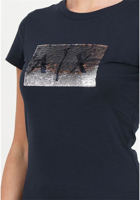 Navy blue women's t-shirt with sequins ARMANI EXCHANGE | 8NYTDLYJ73Z8534