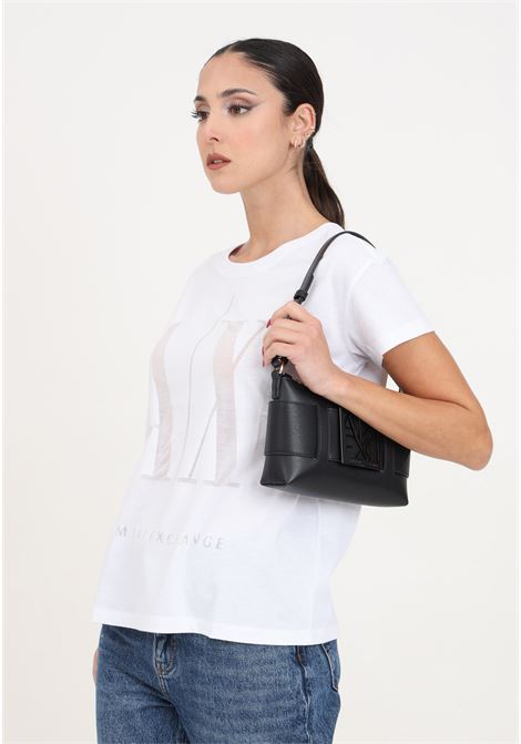 T-shirt da donna bianca regular fit in jersey con logo trasparente ARMANI EXCHANGE | 8NYTHXYJ8XZ1000