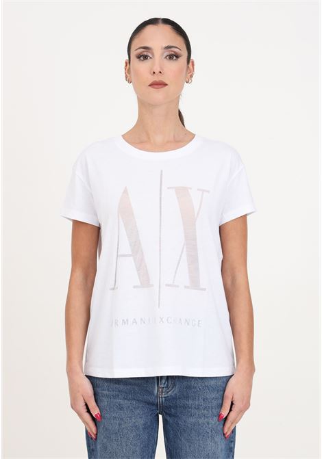 T-shirt da donna bianca regular fit in jersey con logo trasparente ARMANI EXCHANGE | T-shirt | 8NYTHXYJ8XZ1000