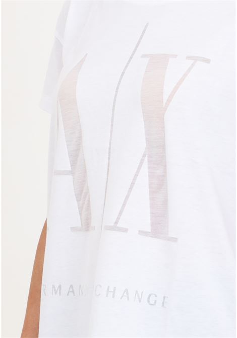 White regular fit women's t-shirt in jersey with transparent logo ARMANI EXCHANGE | 8NYTHXYJ8XZ1000