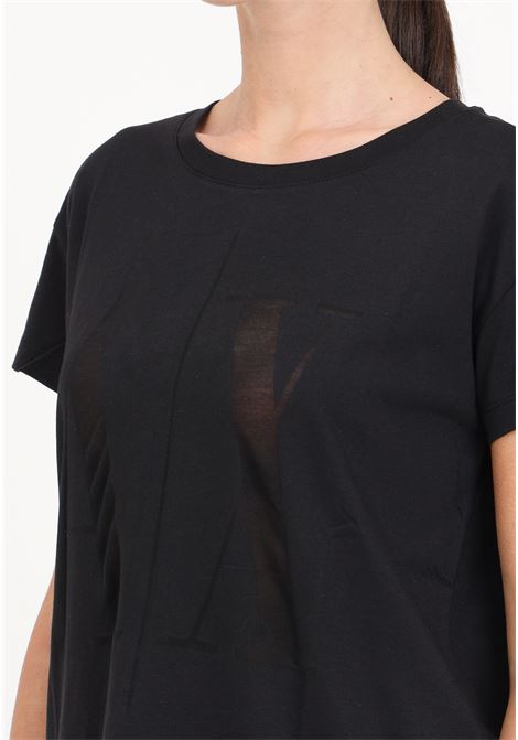 T-shirt da donna nera regular fit in jersey con logo trasparente ARMANI EXCHANGE | 8NYTHXYJ8XZ1200
