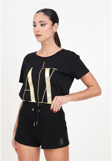 Icon Project Black Women's T-Shirt in Gold ARMANI EXCHANGE | T-shirt | 8NYTMXYJG3Z1200