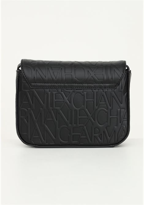 Black women's shoulder bag with allover lettering logo ARMANI EXCHANGE | 942648CC79300020