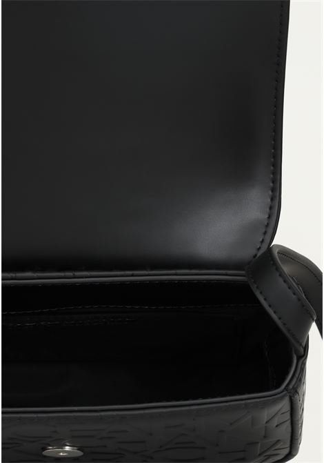 Black women's shoulder bag with allover lettering logo ARMANI EXCHANGE | Bags | 942648CC79300020