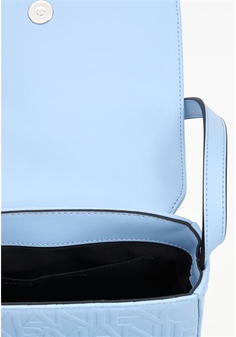 Light blue women's shoulder bag with allover lettering logo ARMANI EXCHANGE | 942648CC79324532
