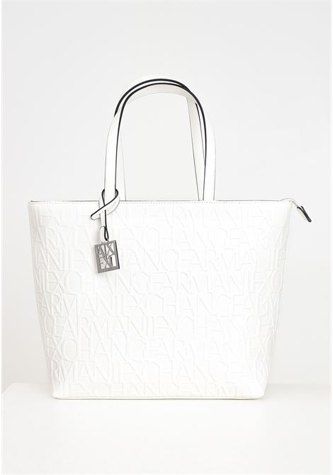 Shopper bianca con logo lettering in tono lucido ARMANI EXCHANGE | Borse | 942650CC79300010
