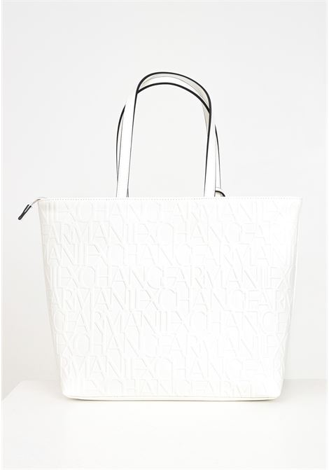 White shopper with glossy tone lettering logo ARMANI EXCHANGE | Bags | 942650CC79300010