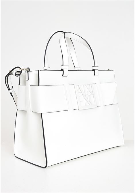 White women's tote bag with logo plaque ARMANI EXCHANGE | 9426890A87447710