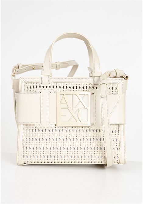 Beige women's bag Tote bag with woven texture ARMANI EXCHANGE | 9426904R73611950