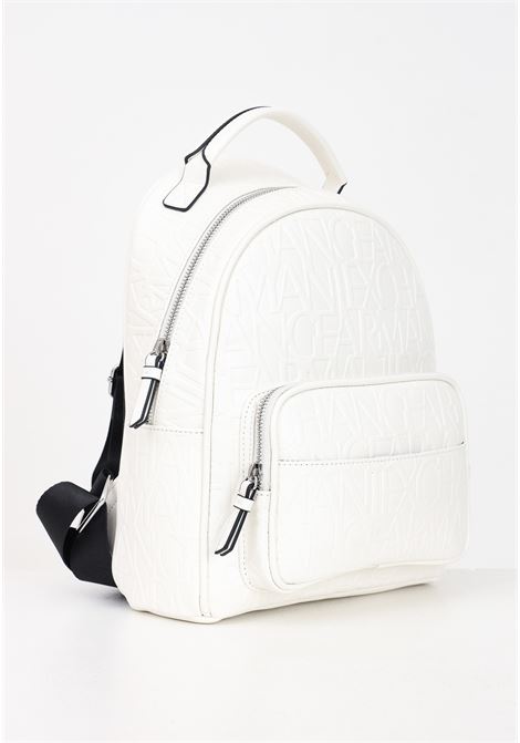 White women's backpack with embossed allover logo ARMANI EXCHANGE | Backpacks | 942805CC79300010