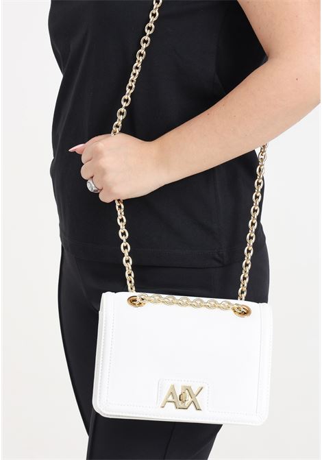 White women's bag with golden metal logo plate ARMANI EXCHANGE | 9429864R73114212