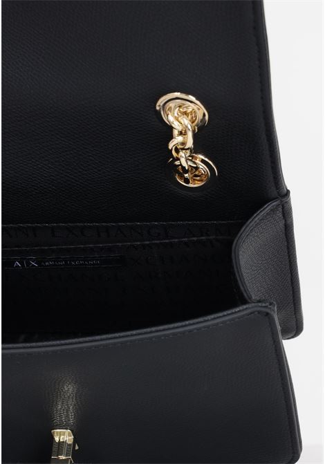 Black women's bag with golden metal logo plate ARMANI EXCHANGE | 9429864R73119921