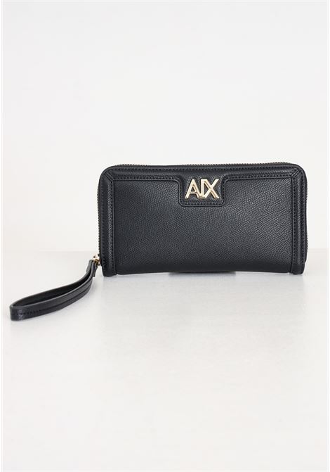 Black women's wallet zip around lettering logo ARMANI EXCHANGE | Wallets | 9484514R73119921