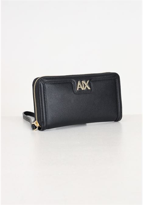 Black women's wallet zip around lettering logo ARMANI EXCHANGE | 9484514R73119921