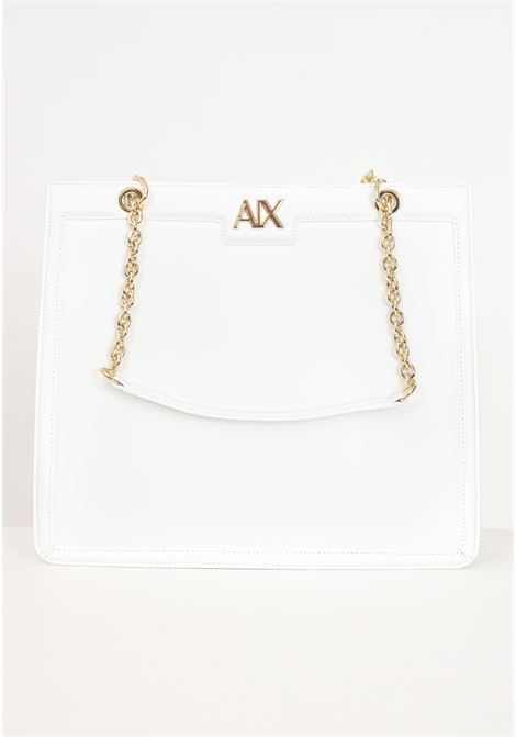 White women's bag with golden metal logo lettering ARMANI EXCHANGE | 9491164R73114212