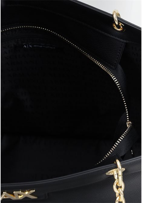 Black women's bag with golden metal logo lettering ARMANI EXCHANGE | Bags | 9491164R73119921
