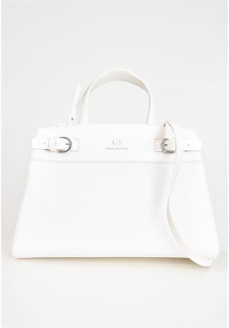 White women's bag with silver metal logo lettering ARMANI EXCHANGE | 9491334R75514212