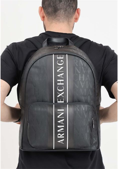 Men's backpack with all-over lettering and two-tone logoed band ARMANI EXCHANGE | 952394CC83119921