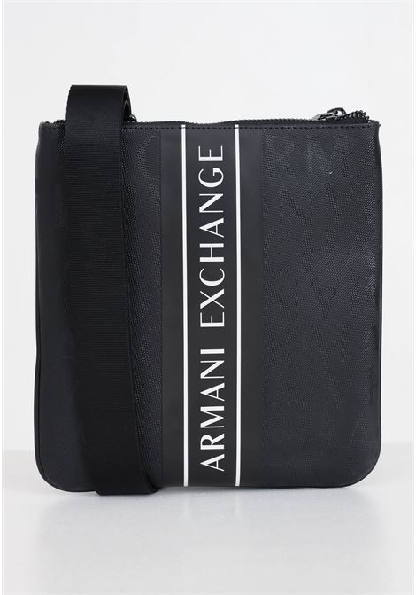 Black shoulder bag with lettering logo for men ARMANI EXCHANGE | 952397CC83119921