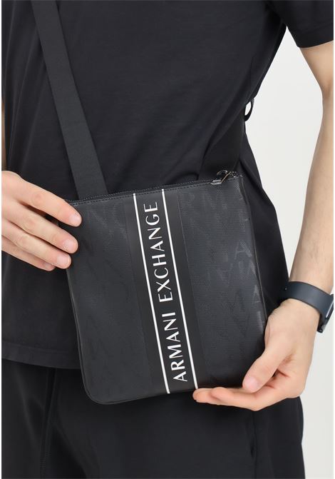 Black shoulder bag with lettering logo for men ARMANI EXCHANGE | Bags | 952397CC83119921