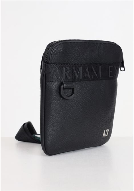 Black hammered effect crossbody bag for men ARMANI EXCHANGE | 9526364R83900020