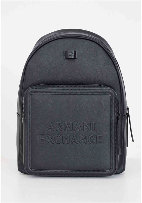 Black men's and women's backpack with embossed lettering logo ARMANI EXCHANGE | 9526384R83600020