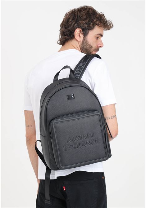 Black men's and women's backpack with embossed lettering logo ARMANI EXCHANGE | Backpacks | 9526384R83600020