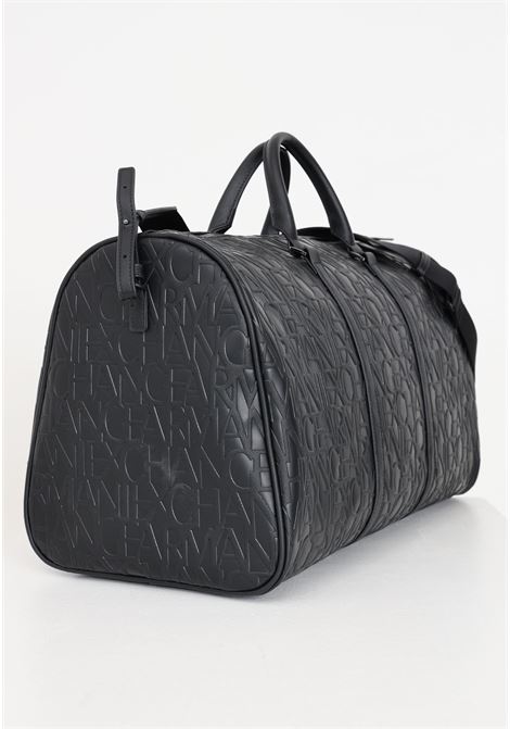 Black men's and women's holdall with embossed logo lettering ARMANI EXCHANGE | Bags | 952658CC83800020