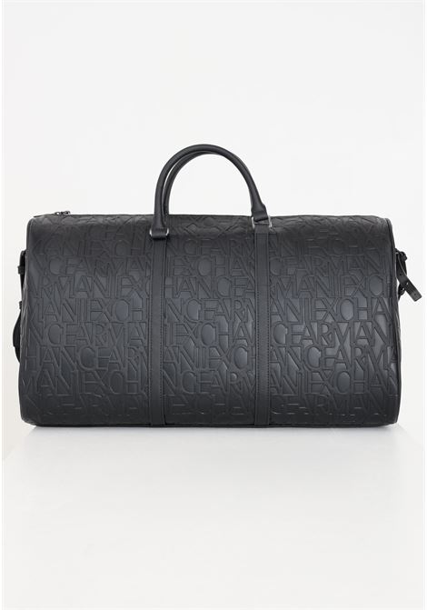 Black men's and women's holdall with embossed logo lettering ARMANI EXCHANGE | Bags | 952658CC83800020