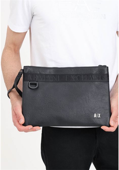 Men's silver logo lettering clutch bag ARMANI EXCHANGE | Bags | 9585314R83900020