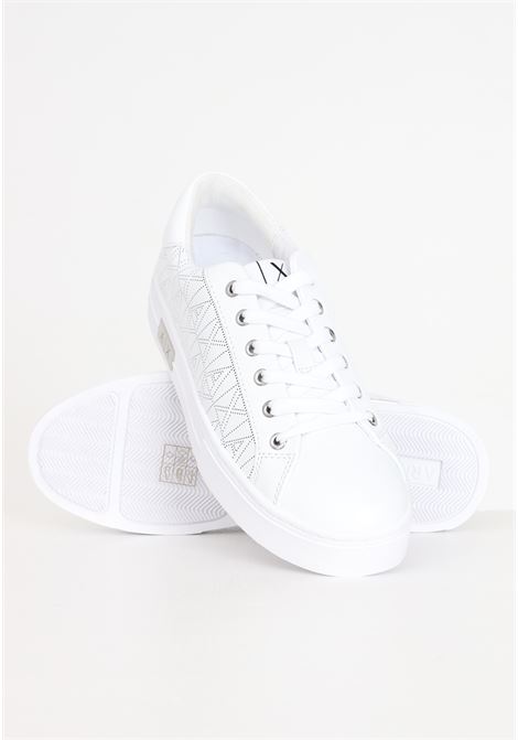 White women's sneakers with micro-perforated logo ARMANI EXCHANGE | Sneakers | XDX142XV82500152