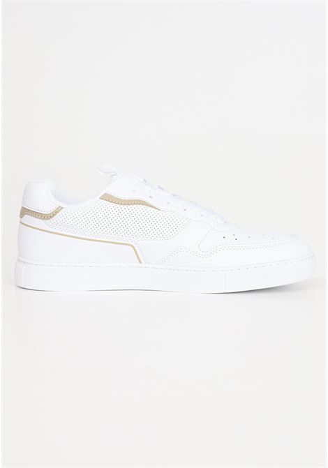 White men's sneakers with side gold logo lettering ARMANI EXCHANGE | Sneakers | XUX199XV800T690