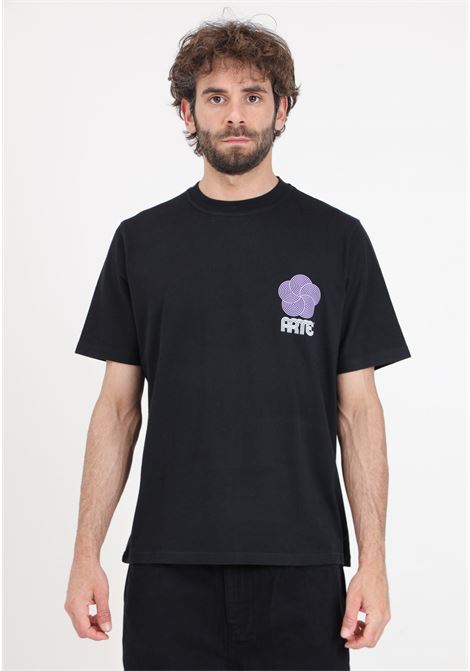 T-shirt da uomo nera Teo circle flower ARTE | T-shirt | SS24-020TBlack