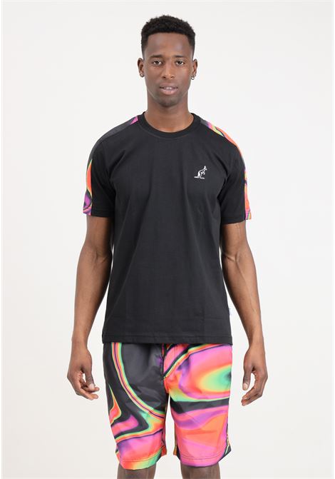 Completino da uomo nero e multicolor composto da t-shirt e shorts AUSTRALIAN | Completini | SPUTS0012-SPUCU0001-TS0009030