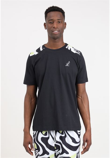 T-shirt da uomo nera con ricamo logo in contrasto AUSTRALIAN | SWUTS0060003