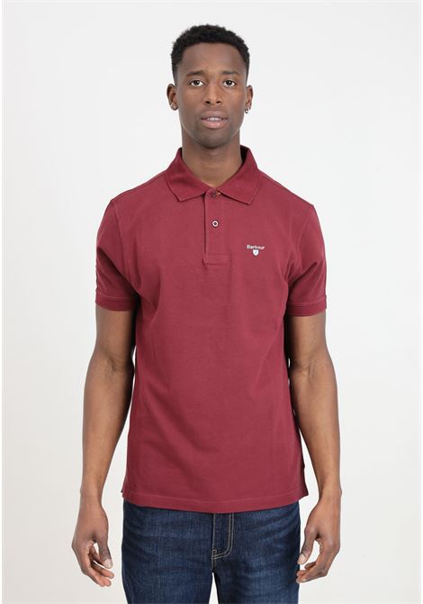 Burgundy men's polo shirt with logo embroidery BARBOUR | 241-MML0012RE53